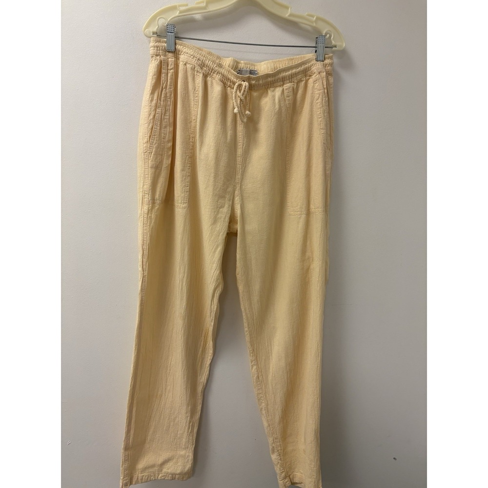 Vintage Chico's Pull-On Pants Women's Size 14 Yellow Drawstring Elastic Waist